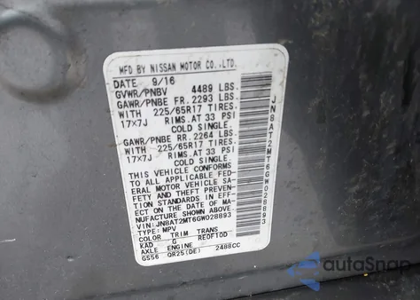 2016 Nissan Rogue S from USA, damaged, VIN JN8AT2MT6GW028893